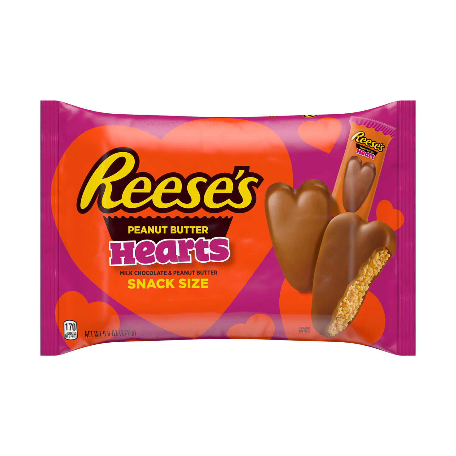 REESE’S Milk Chocolate Peanut Butter Snack Size, Valentine’s Day, Candy Bag, 9.6 oz - THE HERSHEY COMPANY