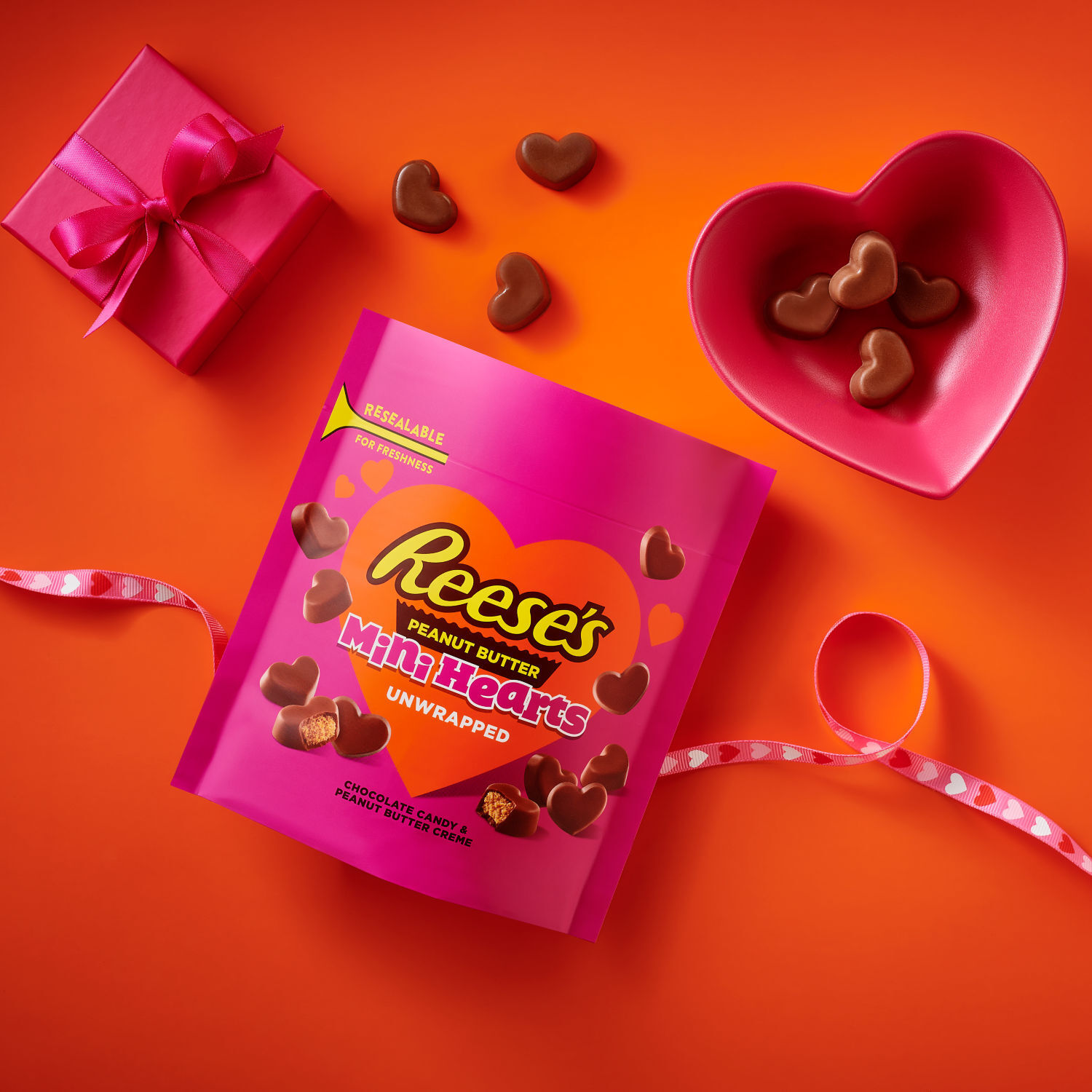 REESE’S Unwrapped Chocolate Peanut Butter Creme Mini Hearts Valentine’s Candy Bag, 7.6 oz - THE HERSHEY COMPANY