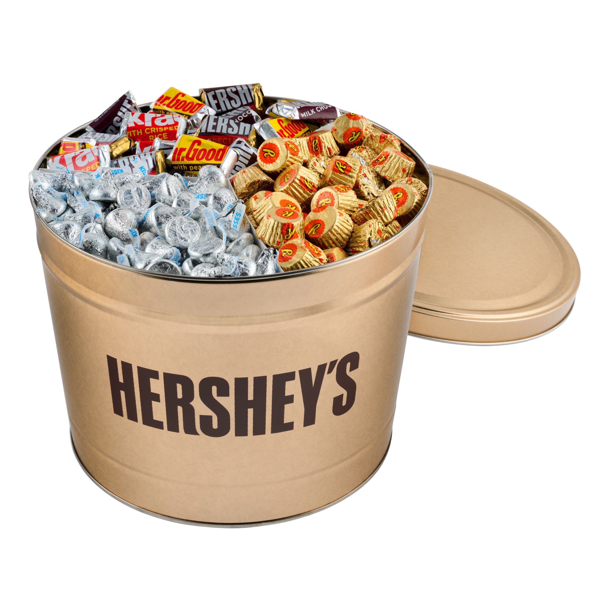 11lb HERSHEY’S Assorted Chocolates in Matte-Finish Gold Tin - THE HERSHEY COMPANY