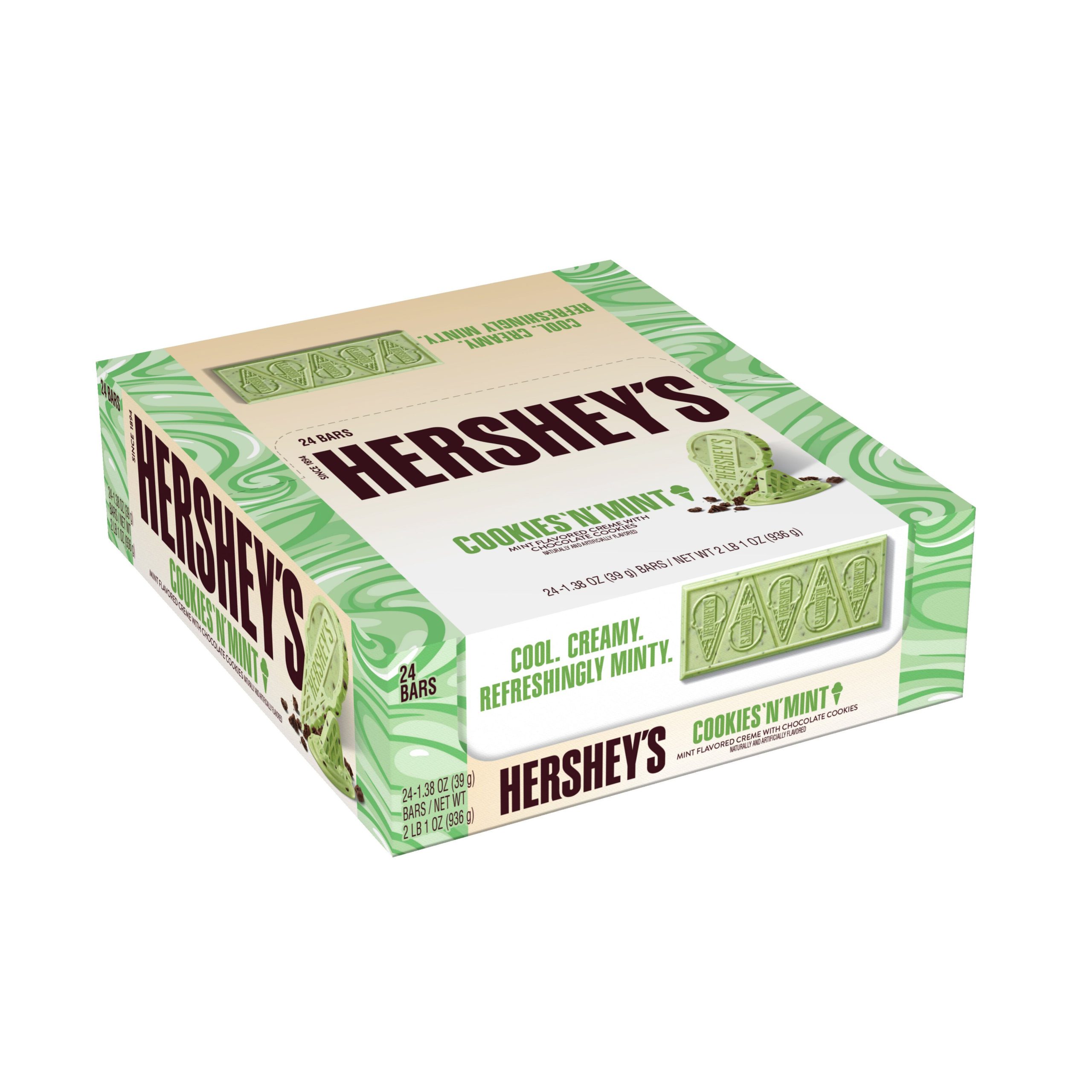 HERSHEY’S Cookies ‘N’ Mint Ice Cream Flavored Standard Size Candy Bar, 1.38oz (24 Count) - THE HERSHEY COMPANY