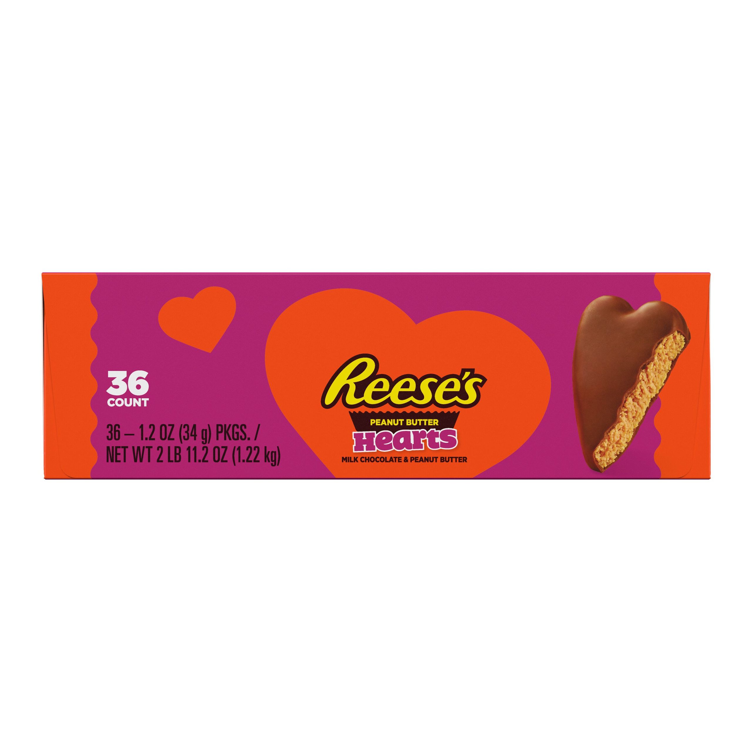 REESE’S Milk Chocolate Peanut Butter Hearts Valentine’s Candy Packs, 1.2 oz (36 Count) - THE HERSHEY COMPANY